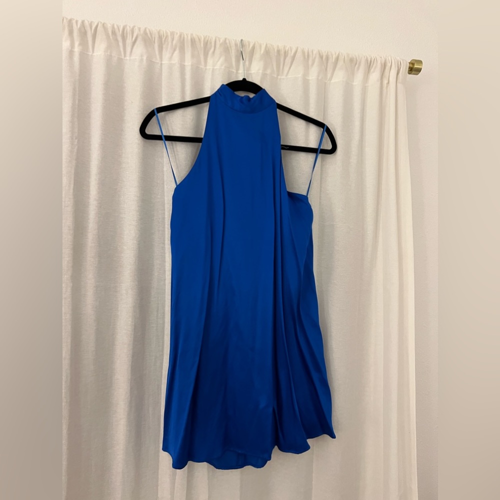 Zara Royal blue halter neck silk mini dress